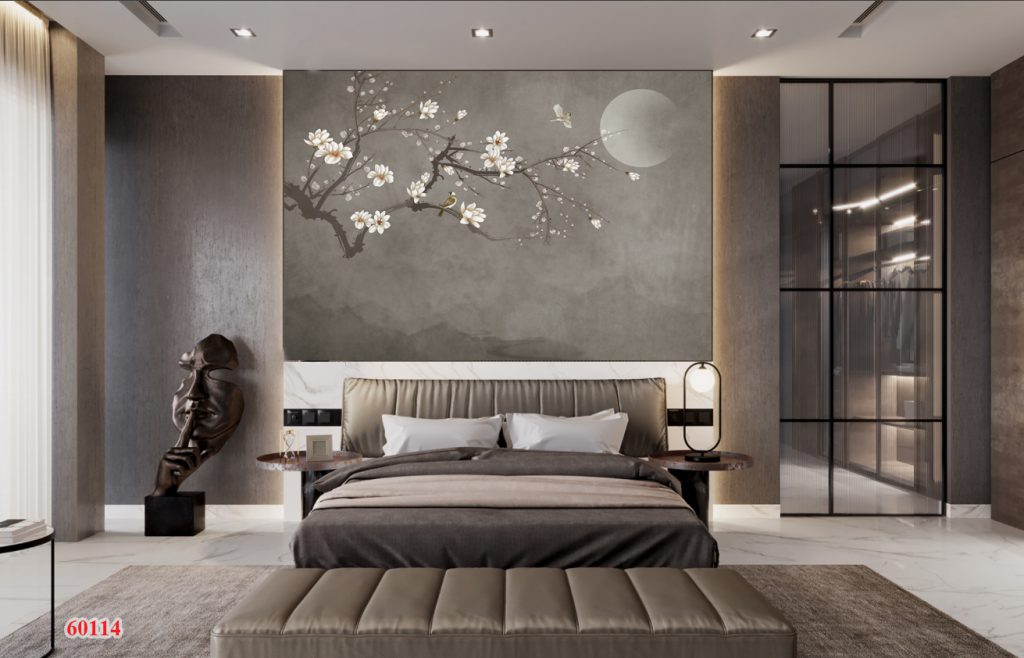 Vách ốp đầu giường in UV 