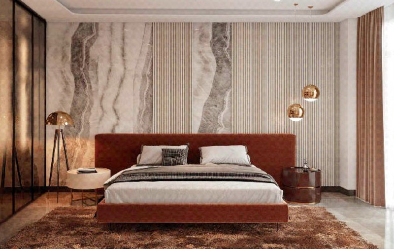 Vách ốp đầu giường in UV 